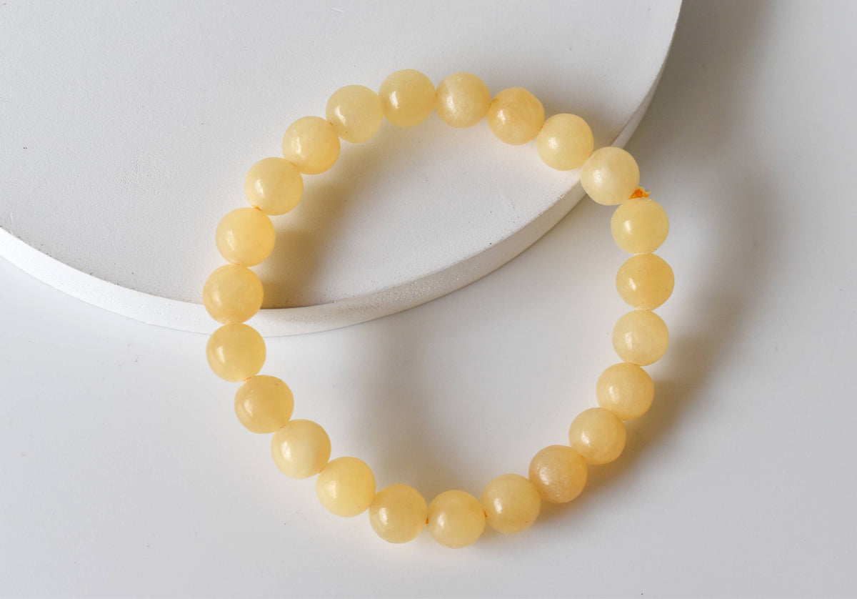 Healing Bracelet | Honey Calcite | Beaded Gemstone Bracelet: 8mm