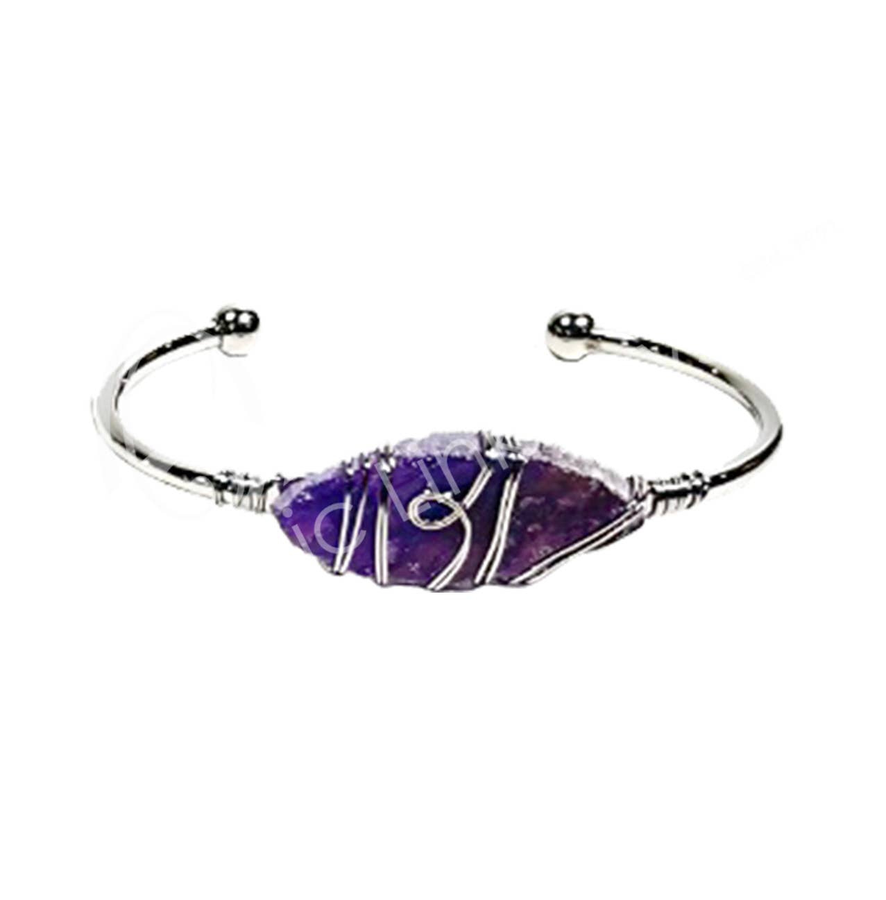 (PC)BRACELET - BRASS SILVER PLATED ADJUSTABLE WIRE WRAP AME
