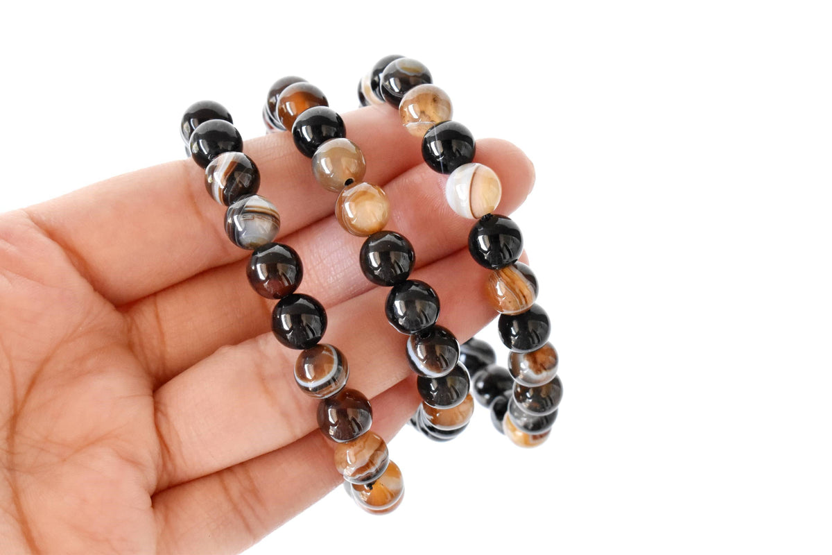 Healing Bracelet | Black Sulemani Agate | Gemstone Bracelet: 8mm