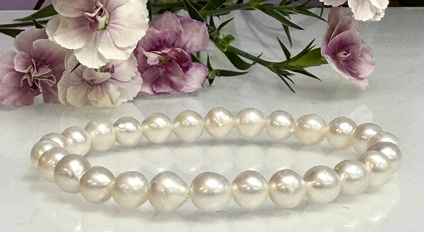 Natural Freshwater Pearl Stretch bracelets 7mm 7.5”