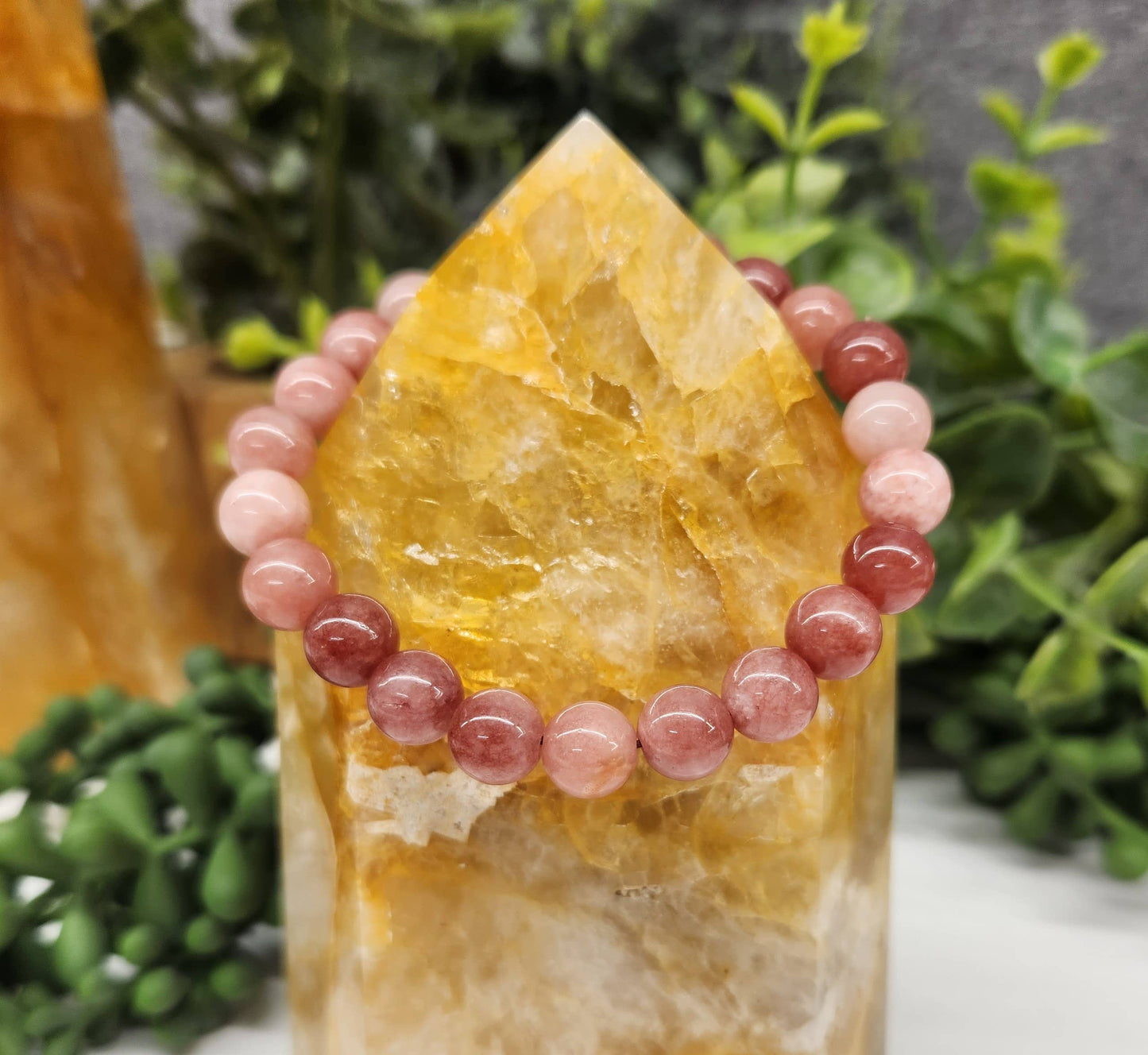 Pink Aventurine Stretchable Gemstone Bracelet 8mm Beads