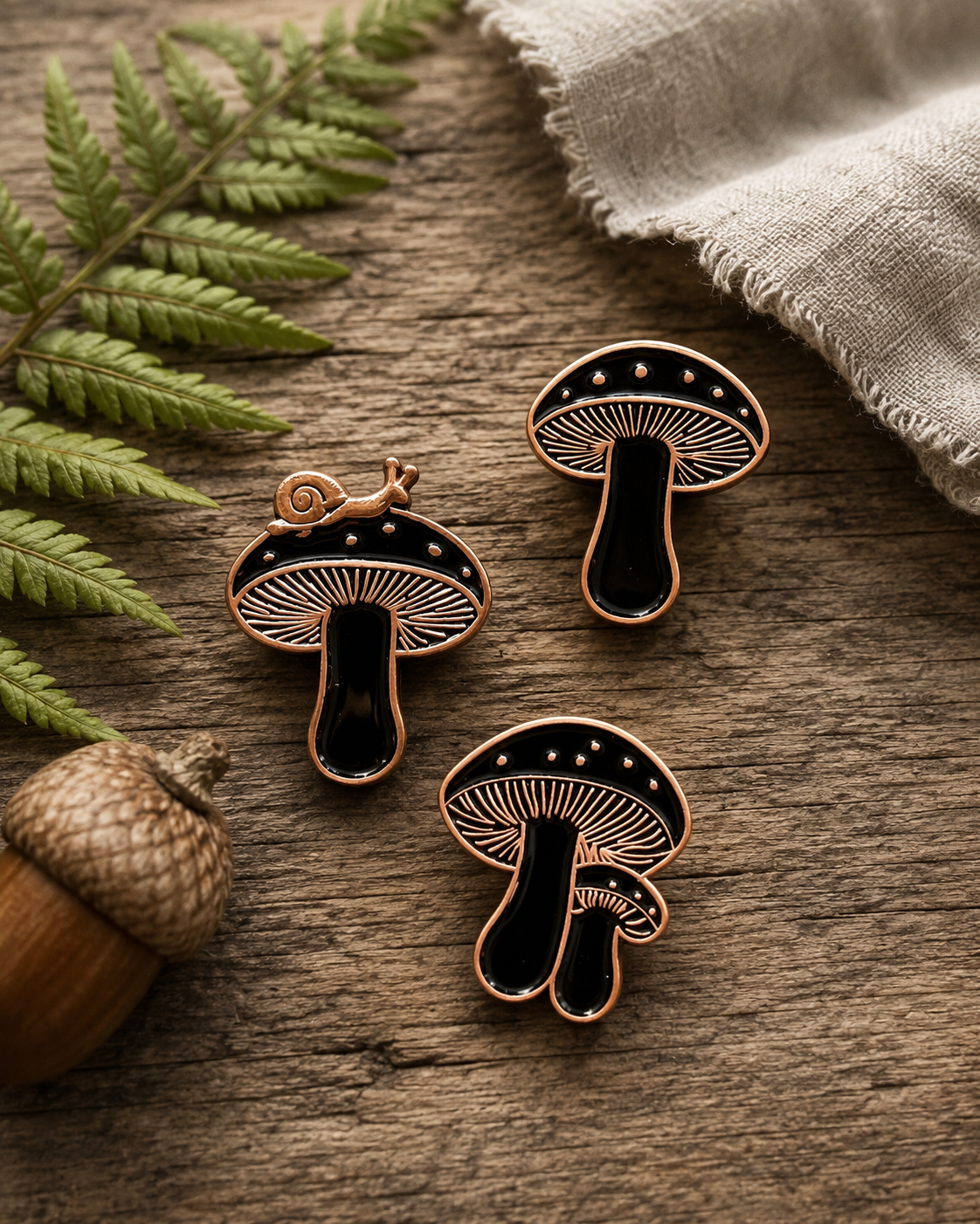 Little Fungi — Copper Cap Mushroom Assorted Pins 1Dz