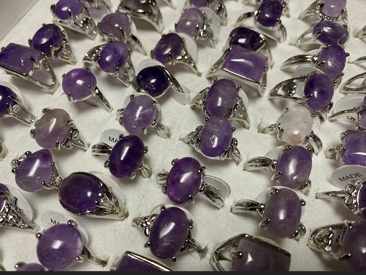 Bulk Crystal Rings Rings Bulk Set Crystal Rings Fitted: Mix