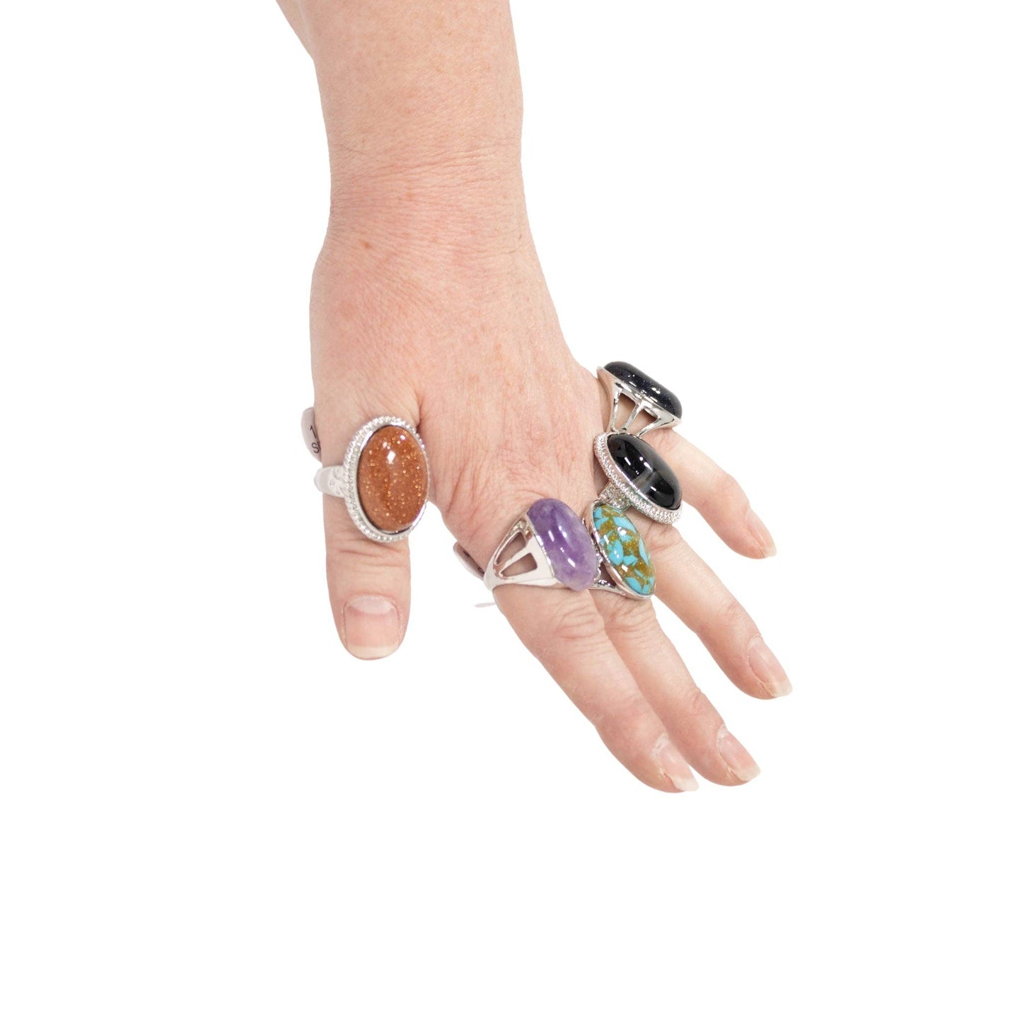 Gemstone Rings Assortment – 100 or 50 Mixed Stone Rings: Assorted Lg 50