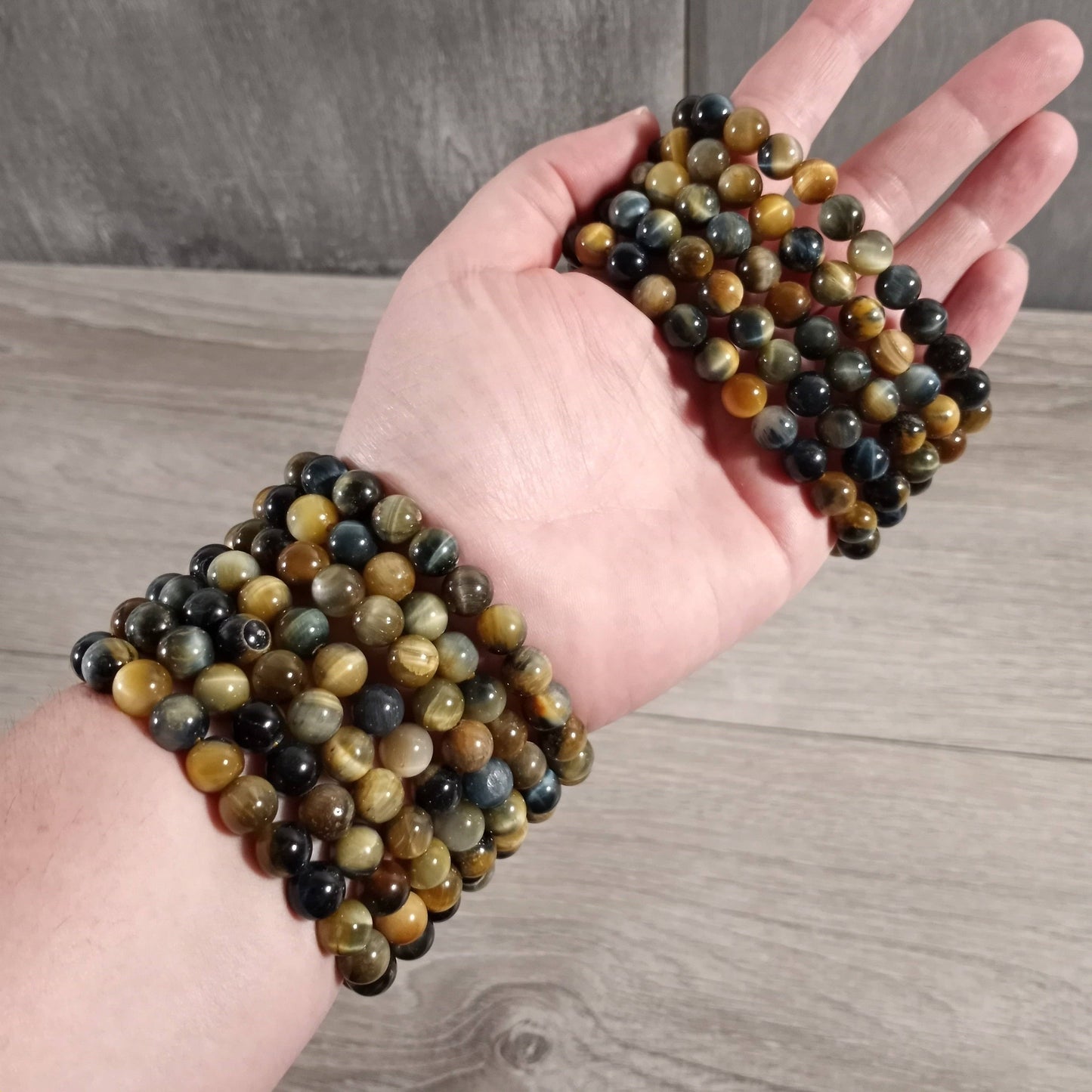 8mm Round Gemstone Beaded Bracelets – Assorted Crystals Bulk: Peanut Jasper