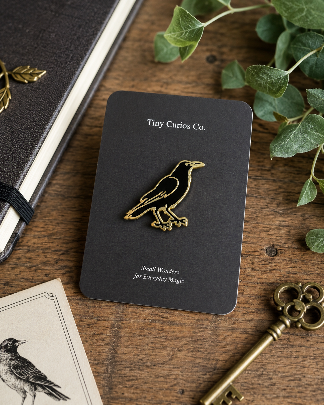 Gilded Raven Watch Pin