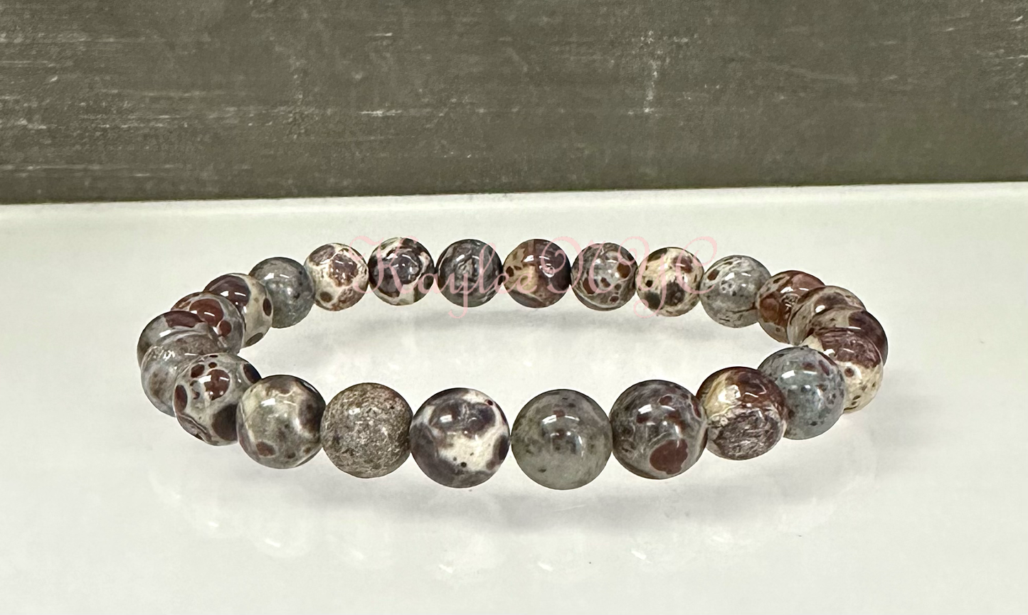 Natural Asteroid Jasper 8mm Crystal Healing Stretch Bracelet