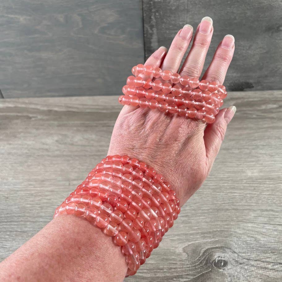 8mm Round Gemstone Beaded Bracelets – Assorted Crystals Bulk: Zebra Stone