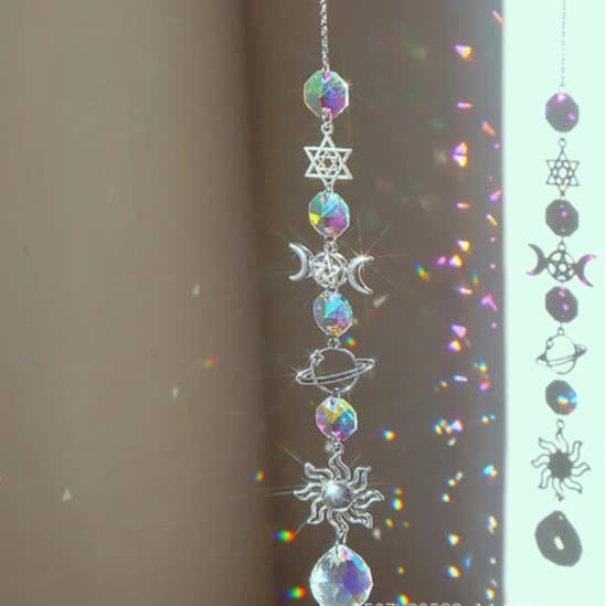 Simple Moon Crystal Balls Hanging Prism Suncatcher 8ZA7HLS25: Silver / #4