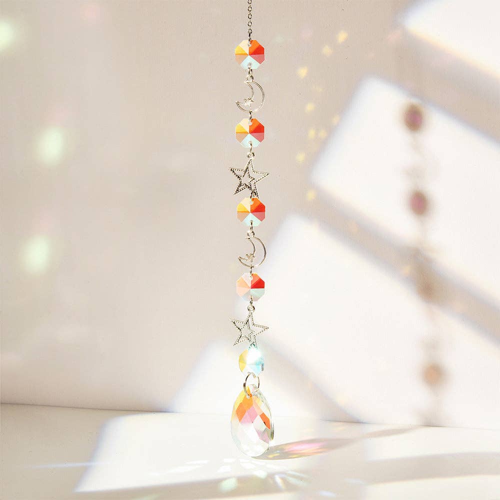 Simple Moon Crystal Balls Hanging Prism Suncatcher 8ZA7HLS25: Silver / #4