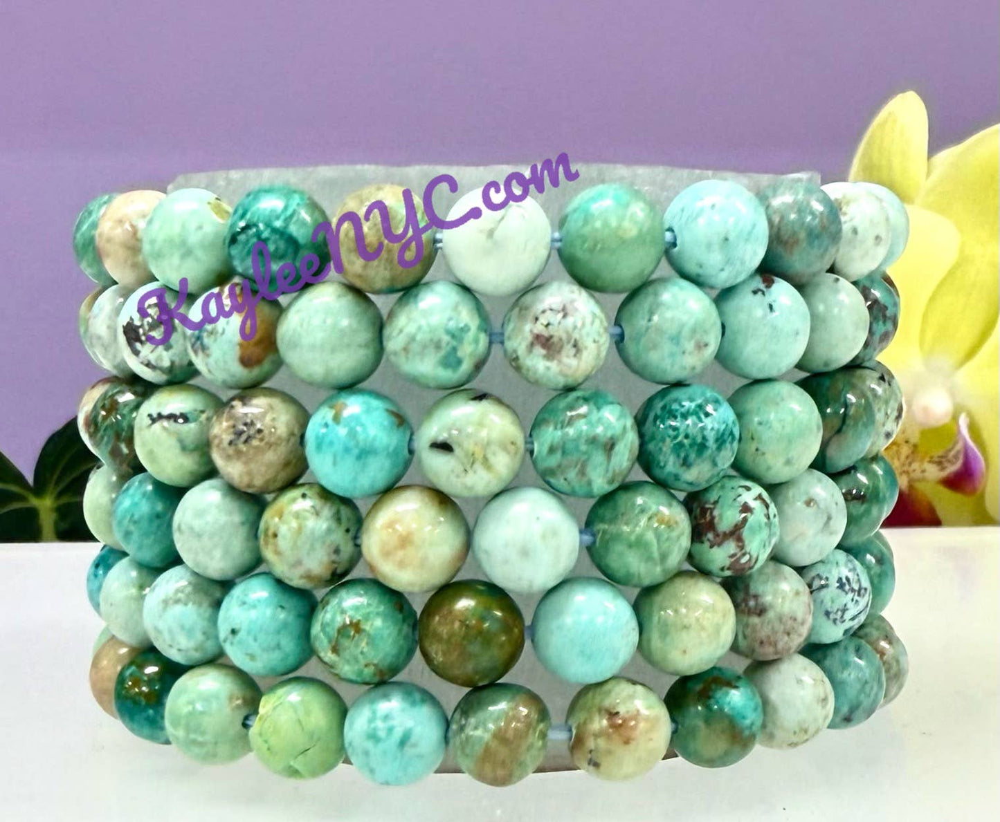 8mm Natural Turquoise Crystal Healing Stretch Bracelet 7.5"