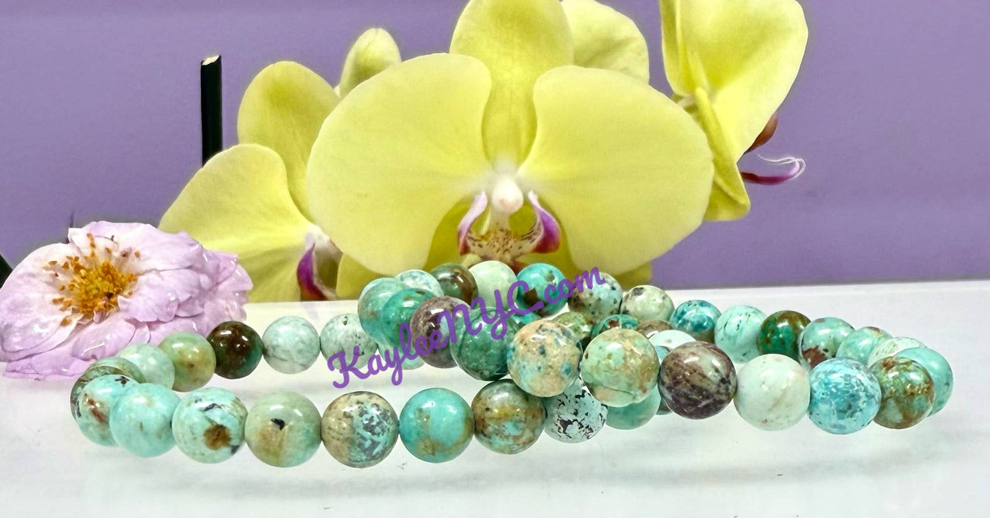 8mm Natural Turquoise Crystal Healing Stretch Bracelet 7.5"