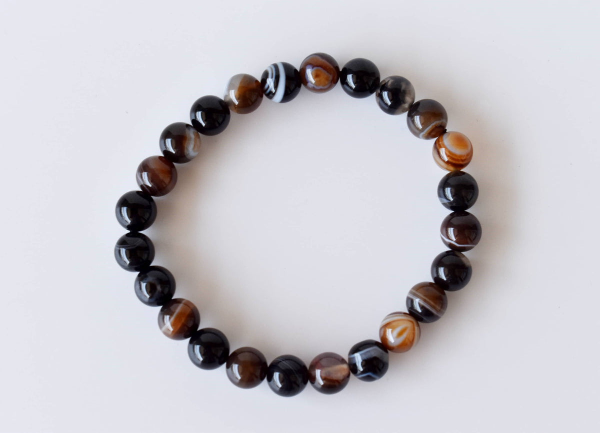 Healing Bracelet | Black Sulemani Agate | Gemstone Bracelet: 8mm