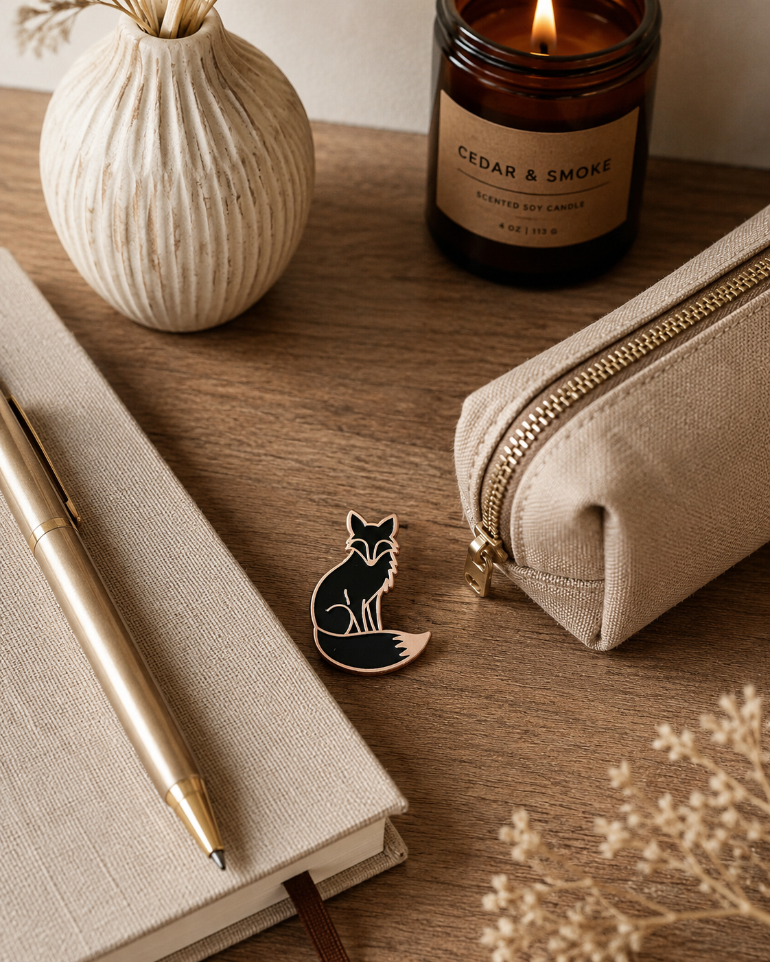 Copper Moon Fox Pin