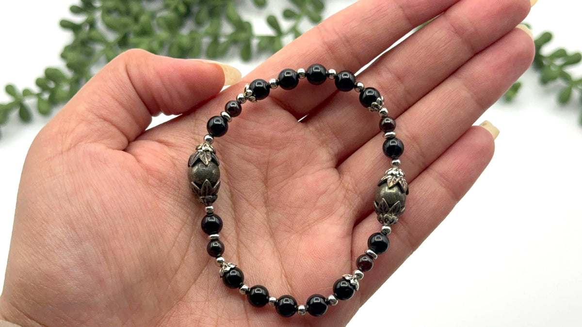 OWN MY POWER- Pyrite, Black Tourmaline, Garnet Bracelet