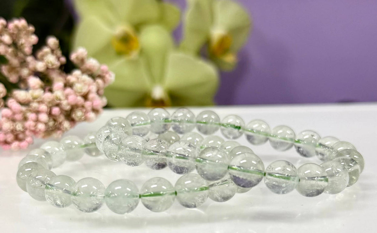 8mm Prasiolite Crystal Healing Stretch Bracelet 7.5"