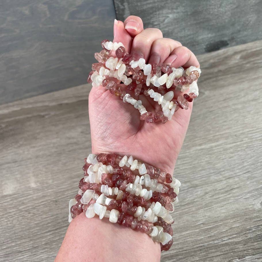 Multi-Stone Gemstone Chip Bracelets –  Wholesale Crystals: Rose Quartz Amethyst