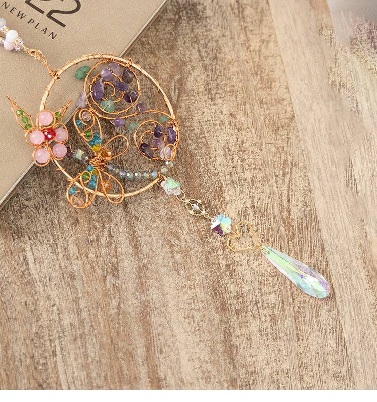 Dragonfly Wrapped Hanging Crystal Prism Sun Catcher 8ZA7HLS13: Gold