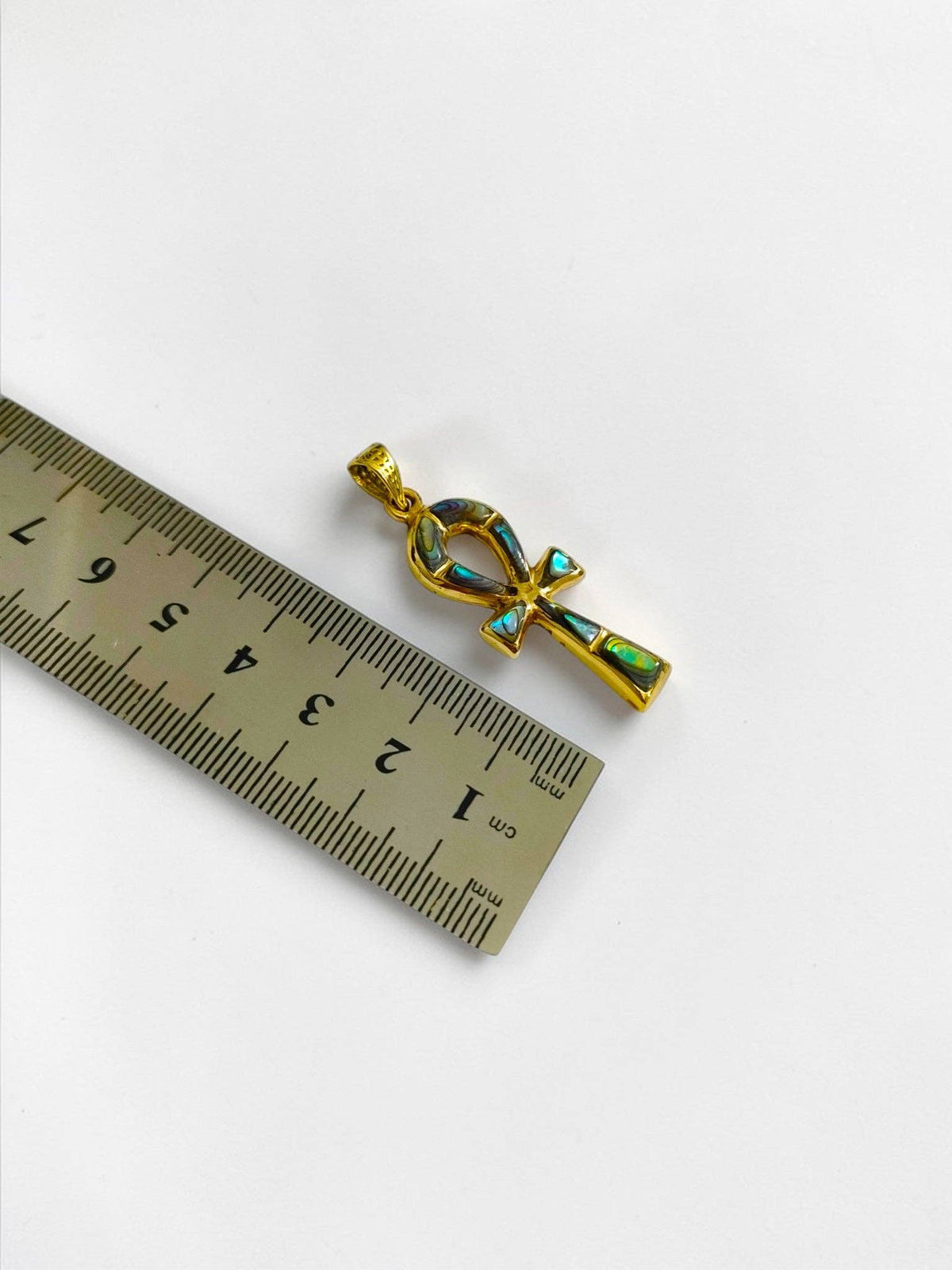 Gold Key of Life Pendant, Egyptian Abalone Ankh Necklace: Pendant Only