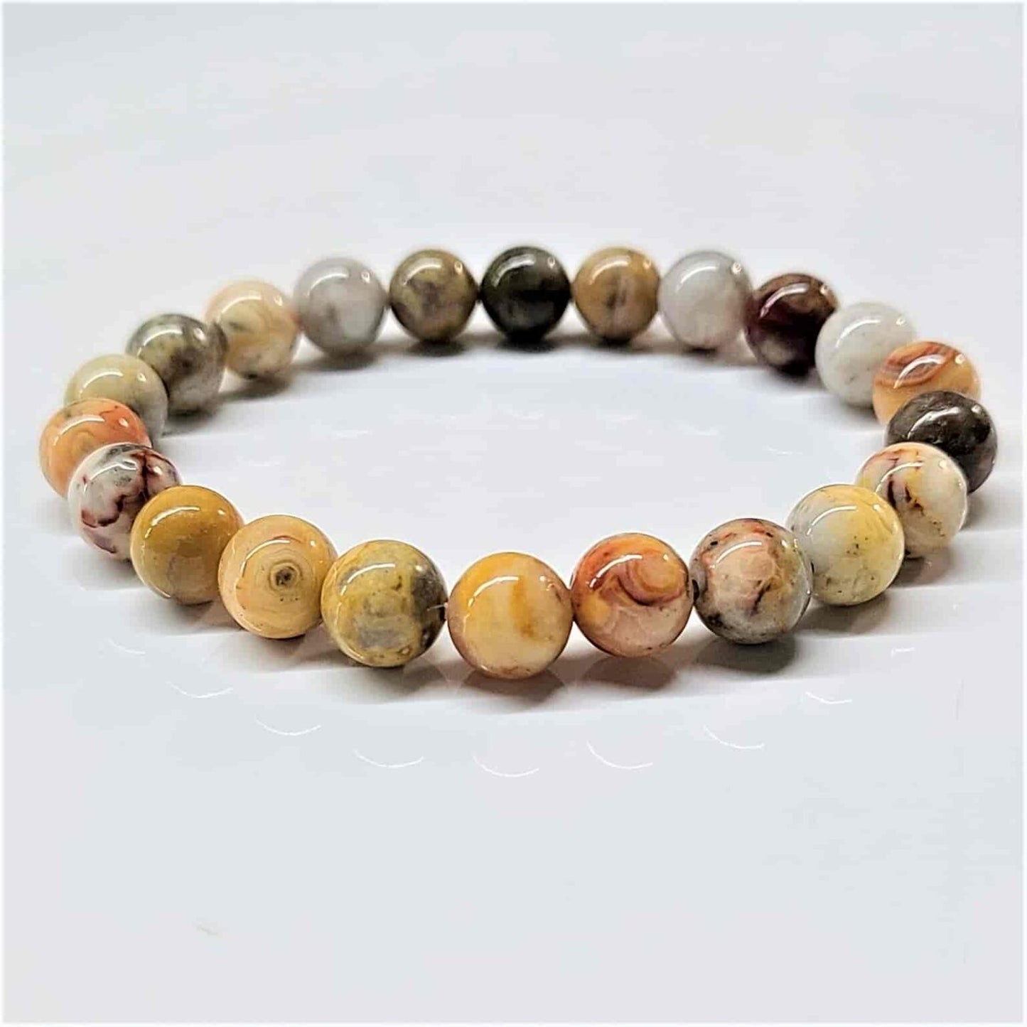 Crazy Lace Agate 8mm Bead Bracelet