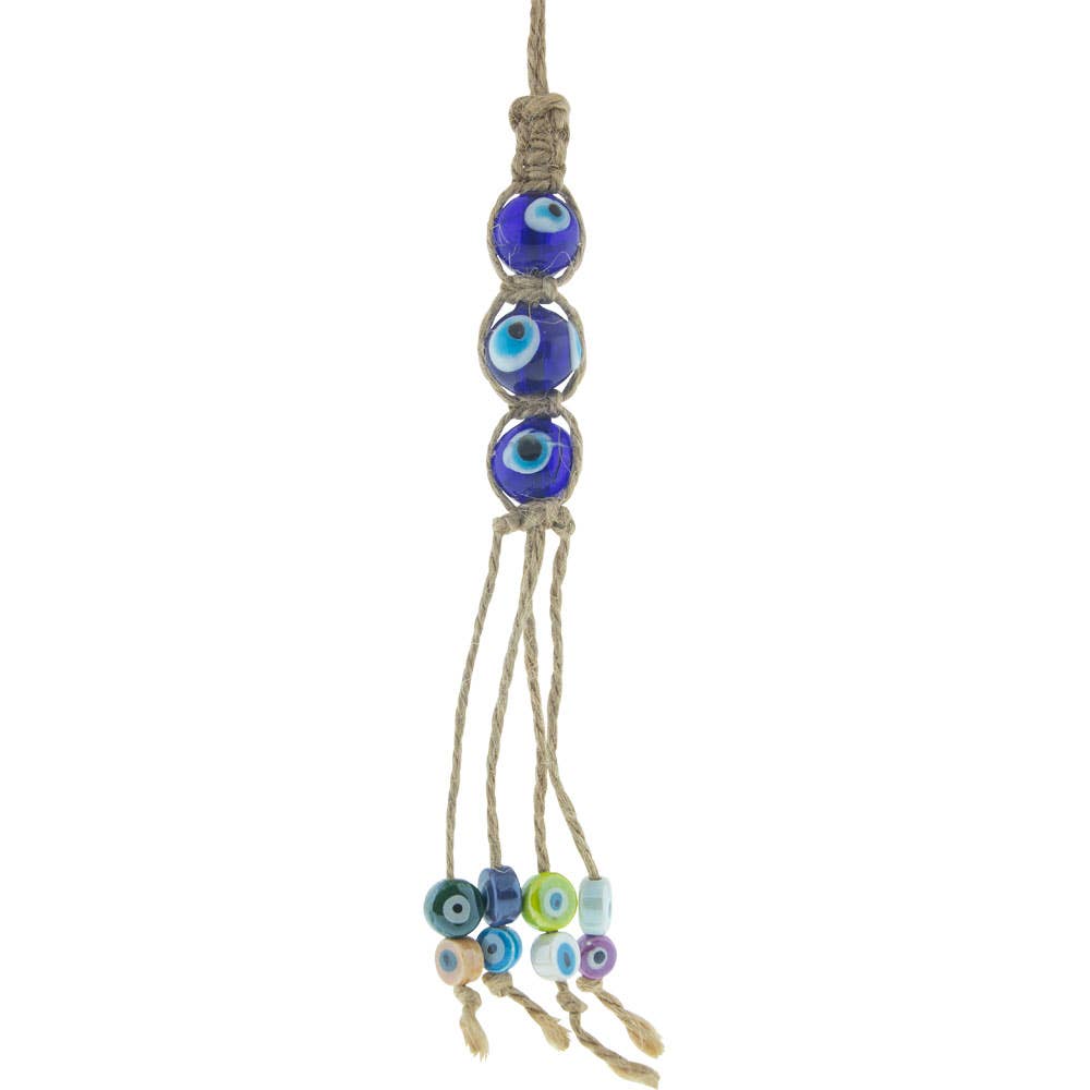 Evil Eye Talisman Hemp Rope Triple w/ Tassels (Each)