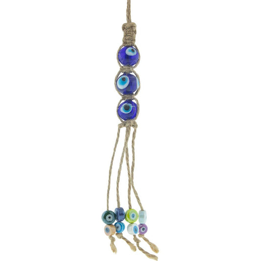 Evil Eye Talisman Hemp Rope Triple w/ Tassels (Each)