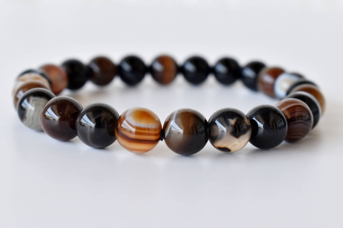 Healing Bracelet | Black Sulemani Agate | Gemstone Bracelet: 8mm