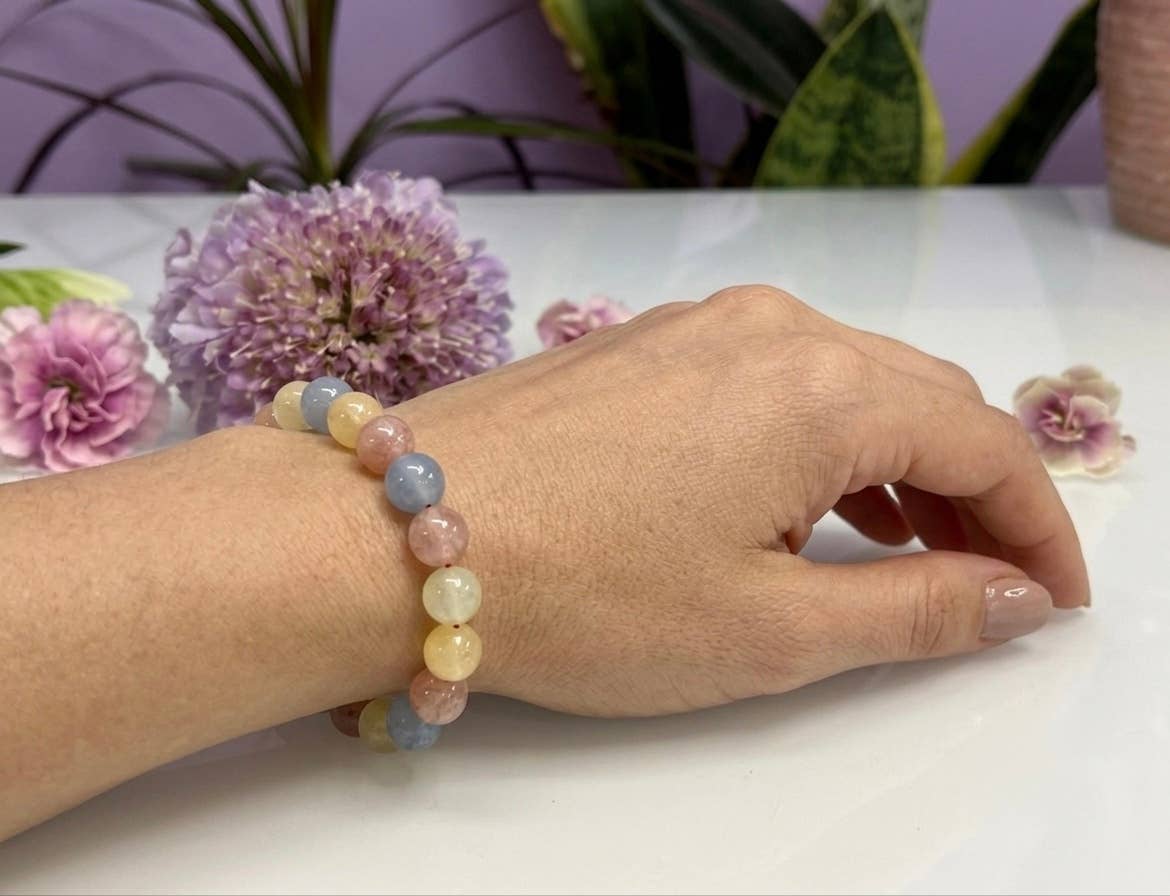 8mm Mixed Natural Calcite Crystal Healing Stretch Bracelet
