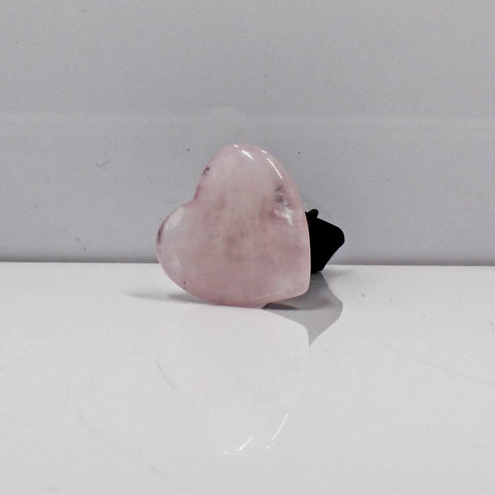 Rose Quartz Gemstone Heart Car Vent Clip 3/4"