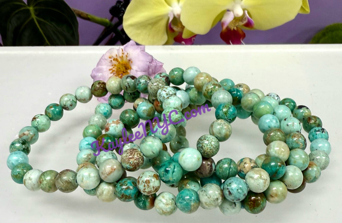 8mm Natural Turquoise Crystal Healing Stretch Bracelet 7.5"