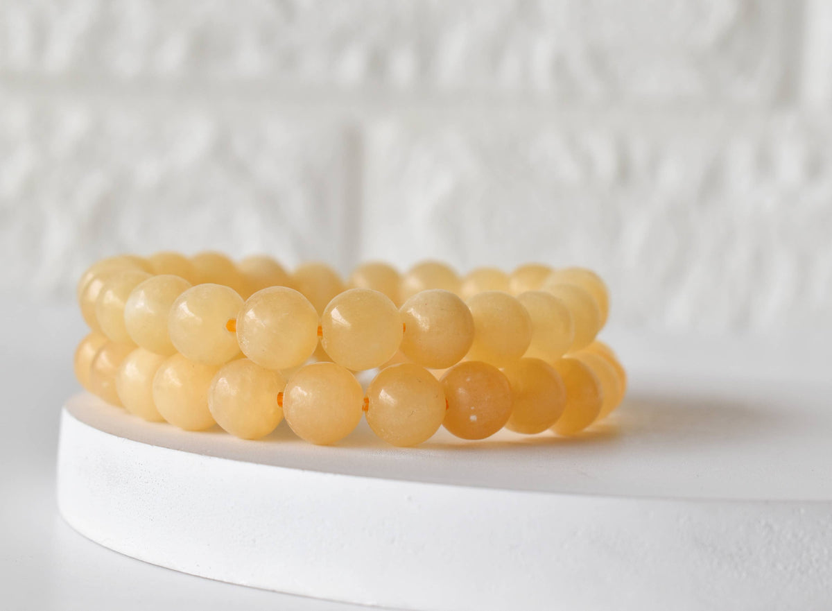 Healing Bracelet | Honey Calcite | Beaded Gemstone Bracelet: 8mm