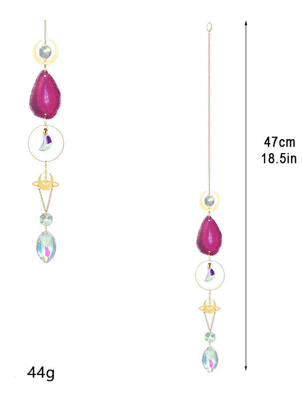 Colorful Agate Sun Moon Crystal Suncatcher DP25D687: Green