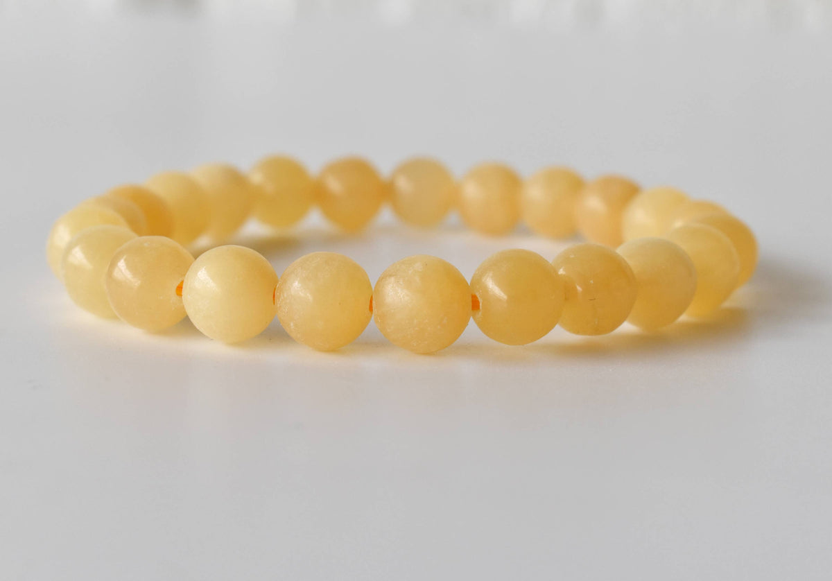 Healing Bracelet | Honey Calcite | Beaded Gemstone Bracelet: 8mm