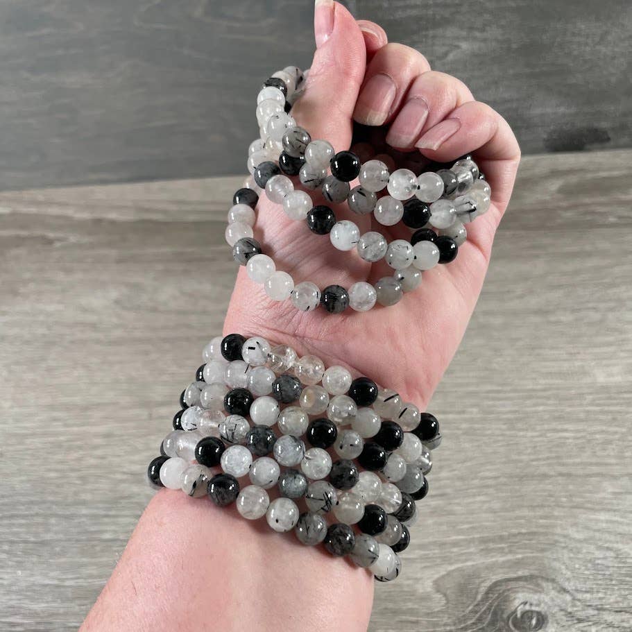 8mm Round Gemstone Beaded Bracelets – Assorted Crystals Bulk: Zebra Stone