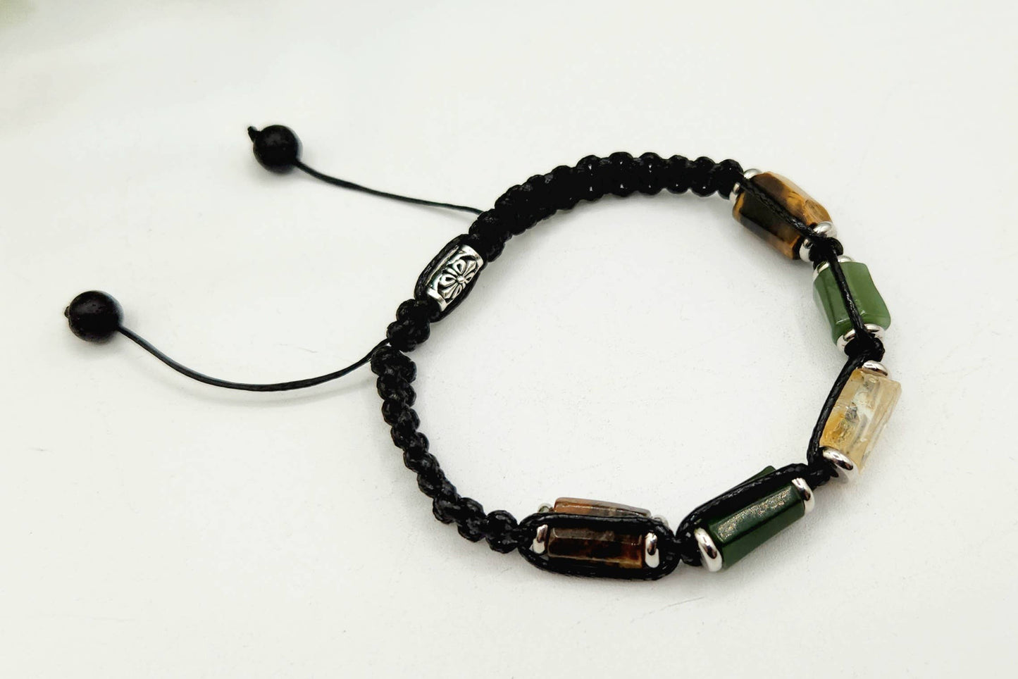 ABUNDANCE-Unisex/Men's Adjustable Gemstone Bracelet 8"-9.5"L: OPTION #1: Bracelets Only