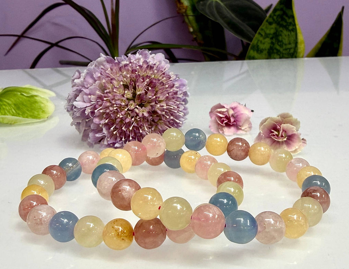 8mm Mixed Natural Calcite Crystal Healing Stretch Bracelet