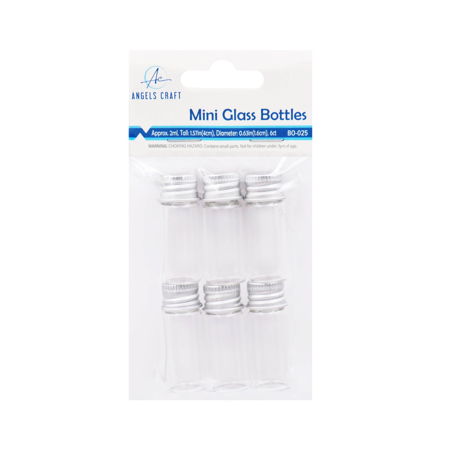 Small Glass Bottle w/ Screw Cap: BO-017 2.5cm x 5cm (3-ct)