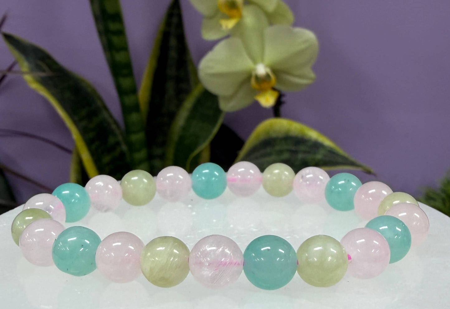 8mm Peace and Love Natural Crystal Healing Stretch Bracelet