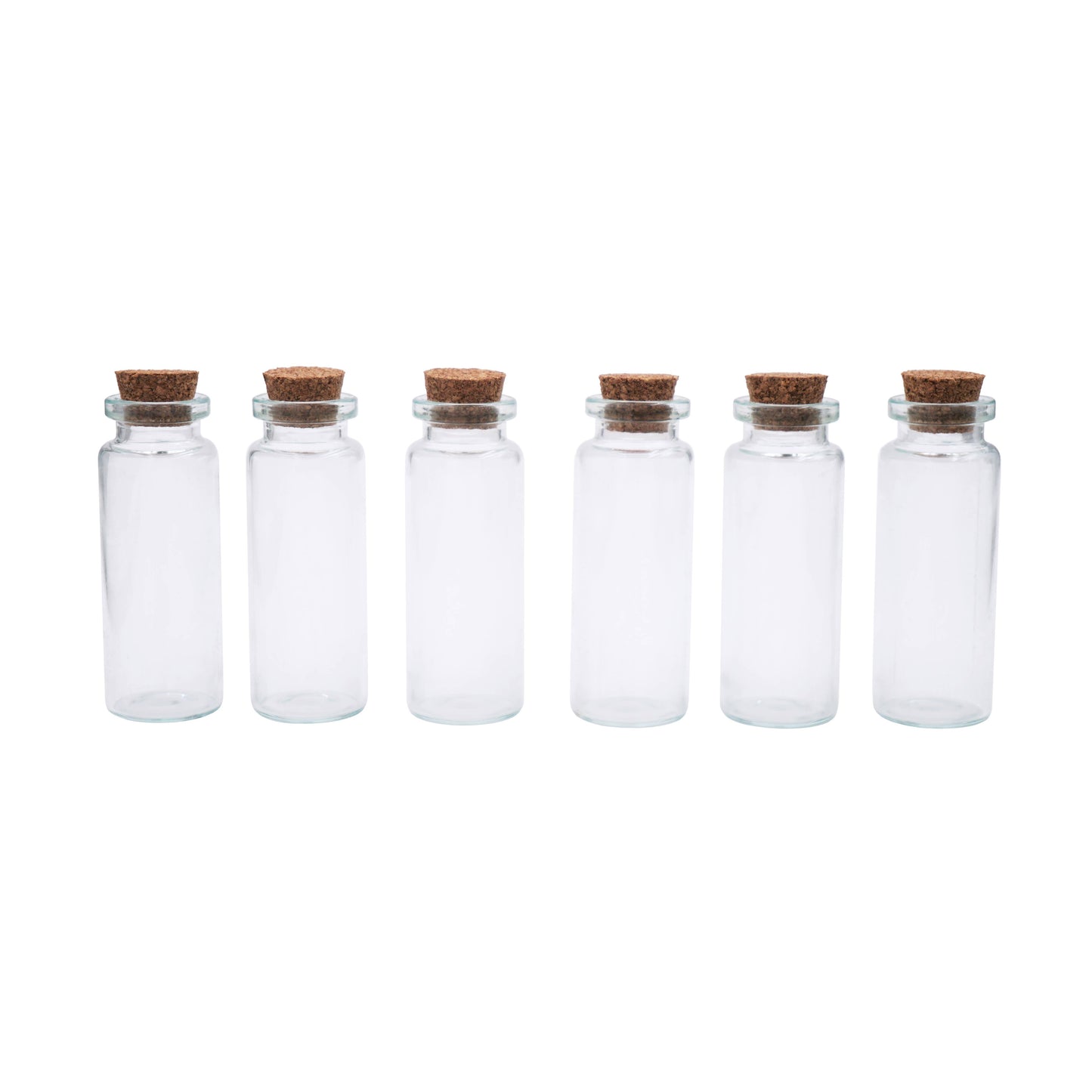 Small Glass Bottle w/ Cork Cap: BO-008 2cm x 4.5-7.5cm (4-ct)