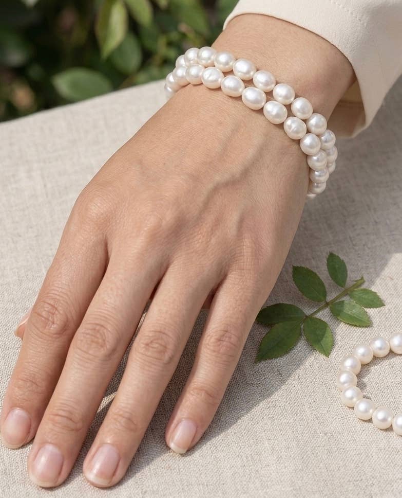 Natural Freshwater Pearl Stretch bracelets 7mm 7.5”