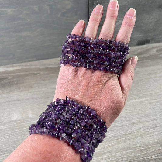 Gemstone Chip Bracelets – Premium Stones Crystal Jewelry: Amethyst