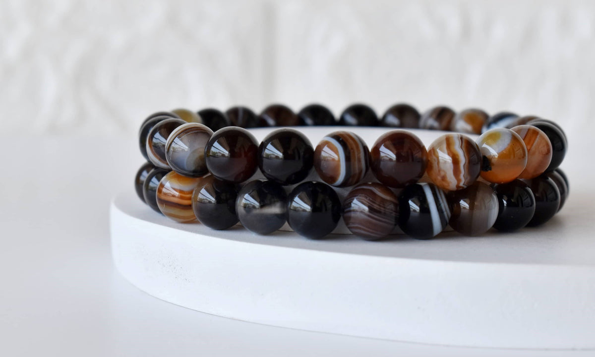 Healing Bracelet | Black Sulemani Agate | Gemstone Bracelet: 8mm