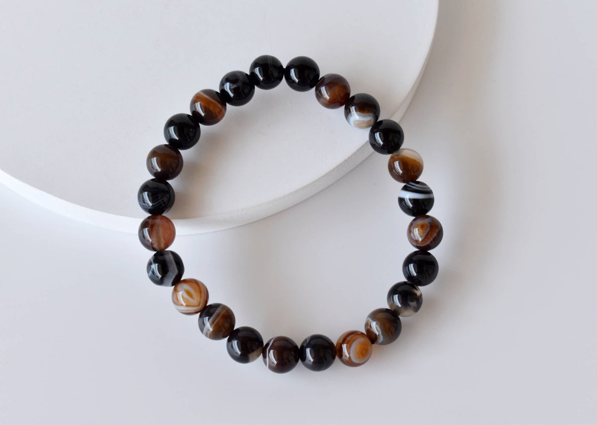 Healing Bracelet | Black Sulemani Agate | Gemstone Bracelet: 8mm