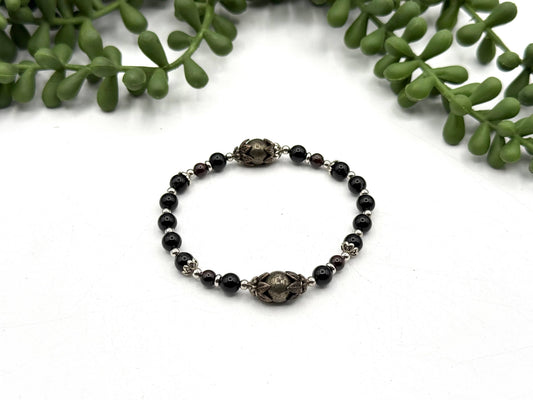 OWN MY POWER- Pyrite, Black Tourmaline, Garnet Bracelet