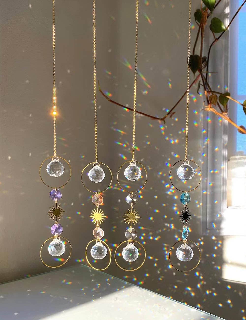 Crystal Ball Geometric Hanging Sun Catcher 8ZA7HLS32: Purple