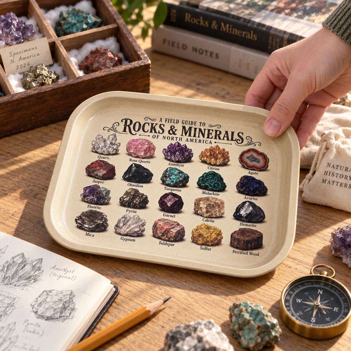 Earth Treasury Rocks and Minerals Metal Tray
