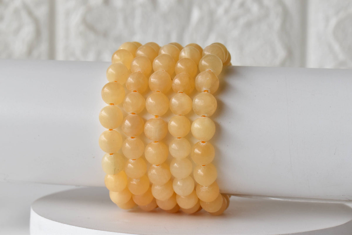 Healing Bracelet | Honey Calcite | Beaded Gemstone Bracelet: 8mm