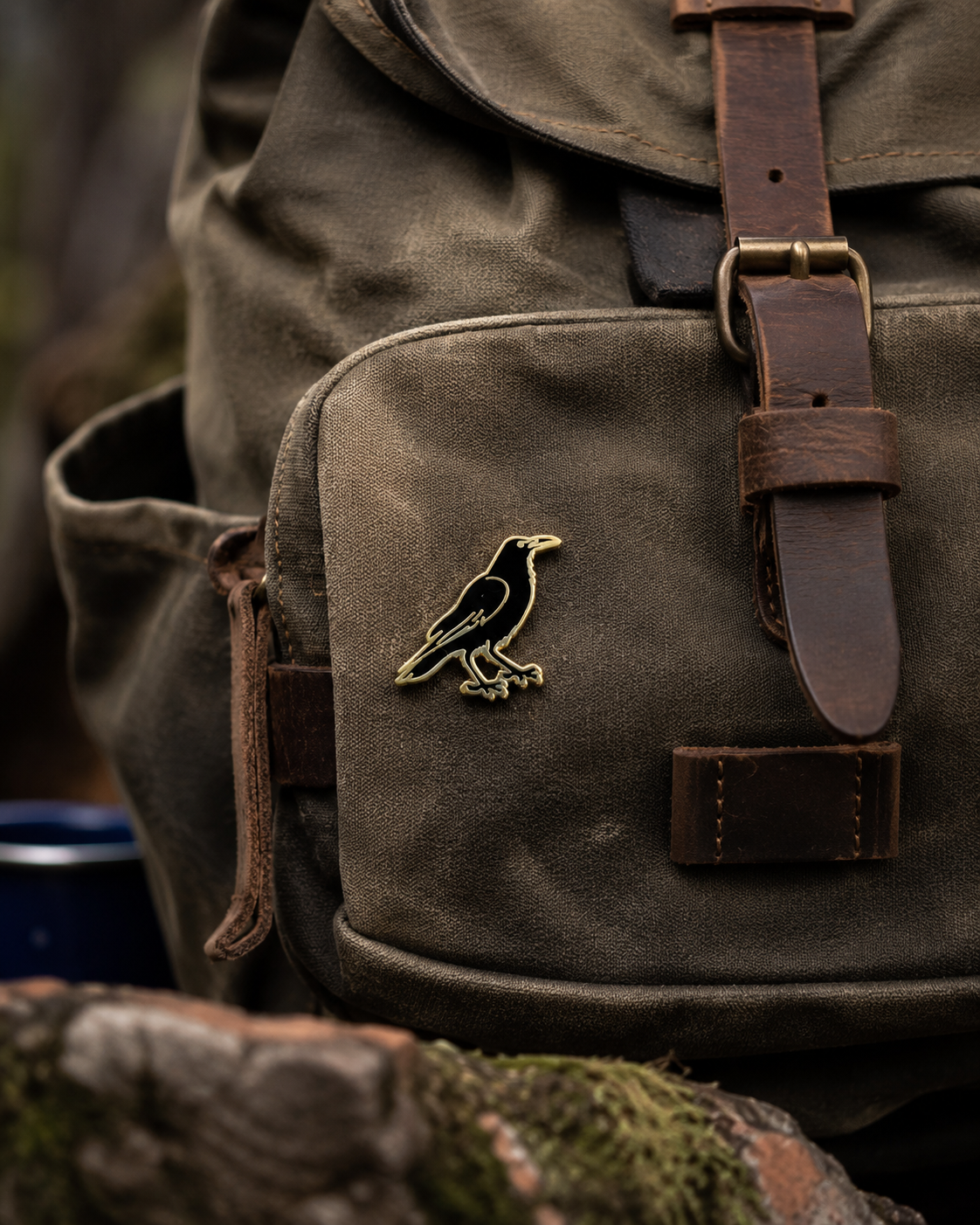 Gilded Raven Watch Pin