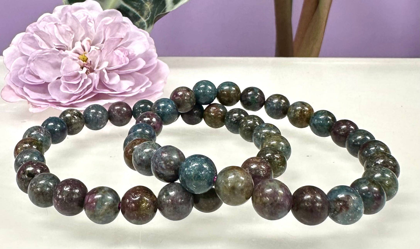 8mm Natural Ruby Kyanite Crystal Healing Stretch Bracelet 