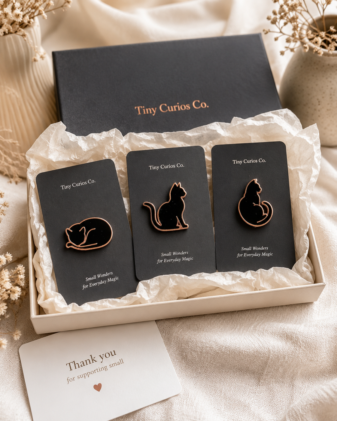 Feline Forms — Black Cat Silhouette Pins